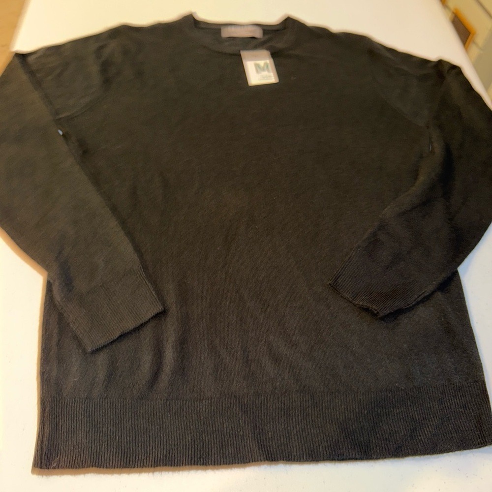 Primark Mens Crew Neck Sweater Black Fine Knit Long Sleeve Top Size M 38-40in